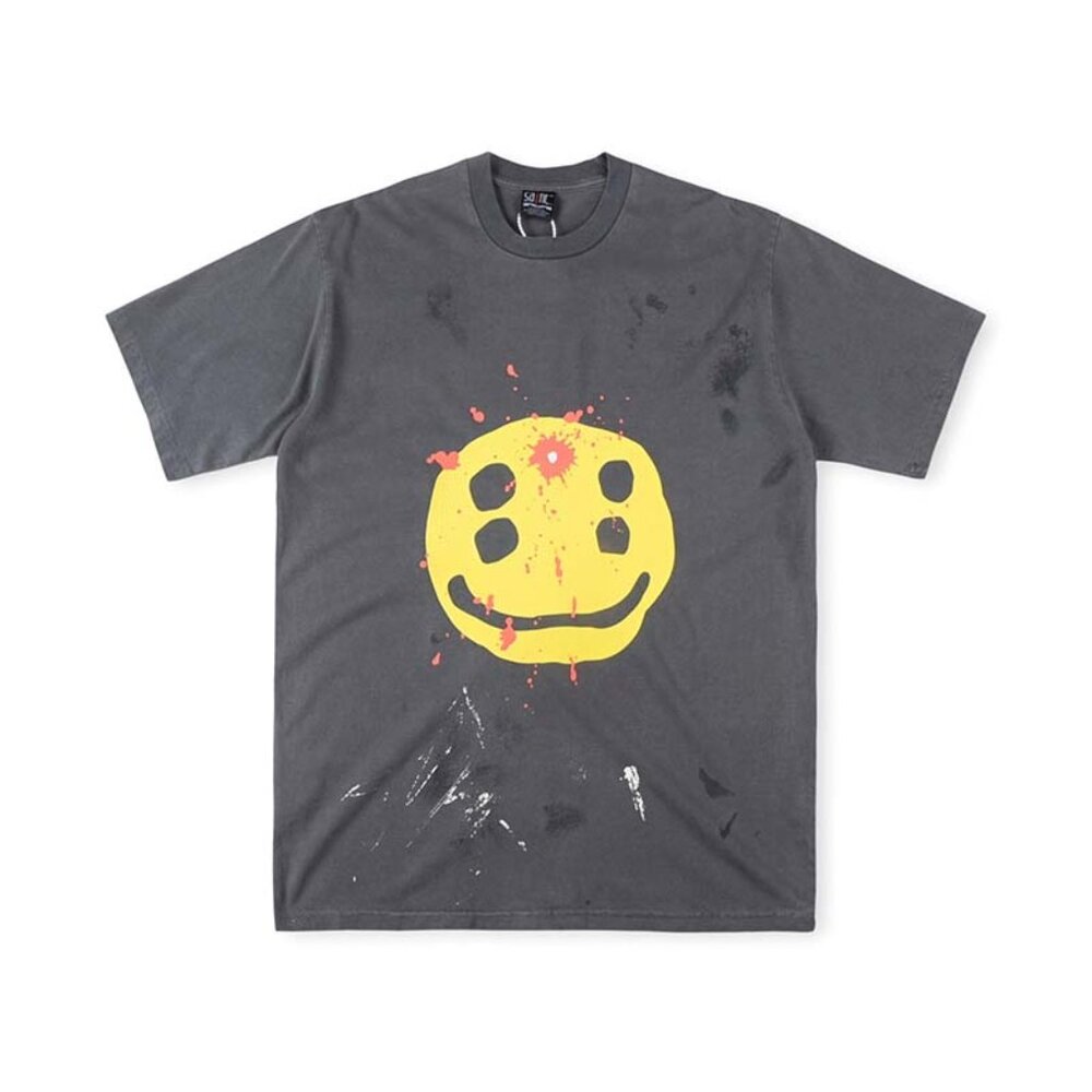 CPFM.XYZ Smiley Face Washed Short Sleeves Gray